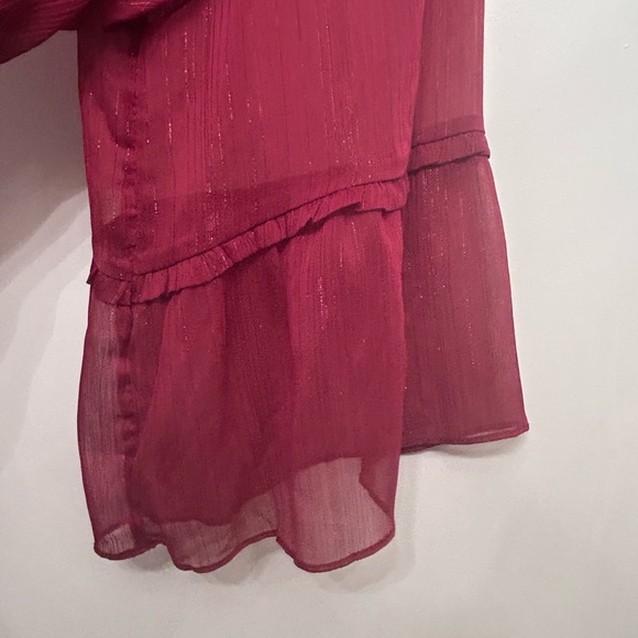 LC Lauren Conrad Women’s Wine colored 3/4 Flutter Sleeve Chiffon Top w Tank XXL - Picture 4 of 6